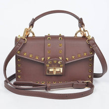 Load image into Gallery viewer, Studded Top Handle Clutch, mustard