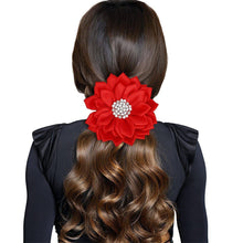 Load image into Gallery viewer, Flower Brooch w/pearls - Red