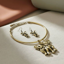 Load image into Gallery viewer, Burnished Gold Double Elephant Choker Set