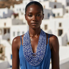Load image into Gallery viewer, ZPB Mixed Blue &amp; White 100 Strand Bead Necklace