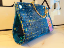 Load image into Gallery viewer, Blue and Yellow Chenille Clutch