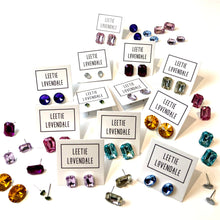 Load image into Gallery viewer, Rose Pink Faceted Rectangle Shine-On Stud Earrings