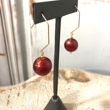 Load image into Gallery viewer, Ruby Gold Luster Hex Drop Earrings