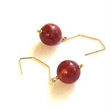 Load image into Gallery viewer, Ruby Gold Luster Hex Drop Earrings