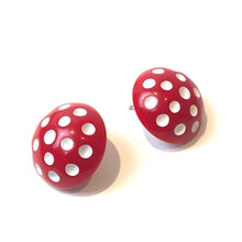 Load image into Gallery viewer, Red and White Polka Dot Retro Stud Earrings