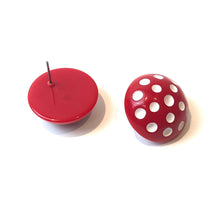 Load image into Gallery viewer, Red and White Polka Dot Retro Stud Earrings