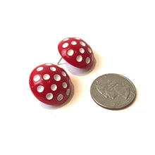 Load image into Gallery viewer, Red and White Polka Dot Retro Stud Earrings