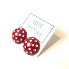 Load image into Gallery viewer, Red and White Polka Dot Retro Stud Earrings