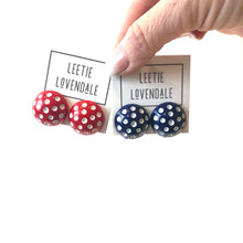 Load image into Gallery viewer, Red and White Polka Dot Retro Stud Earrings