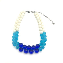 Load image into Gallery viewer, White &amp; Aqua Blue Color-Block Button Dot Necklace