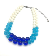 Load image into Gallery viewer, White &amp; Aqua Blue Color-Block Button Dot Necklace