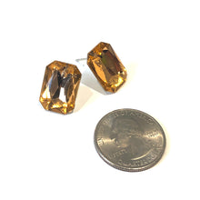 Load image into Gallery viewer, Tangerine Orange Faceted Foil Backed Stud Earrings