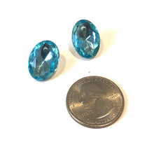 Load image into Gallery viewer, Water Blue Faceted Oval Shine-On Stud Earrings