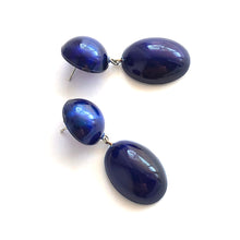 Load image into Gallery viewer, Navy Blue Aura Glow Jelly Bean Earrings