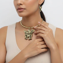 Load image into Gallery viewer, Burnished Gold Double Elephant Choker Set