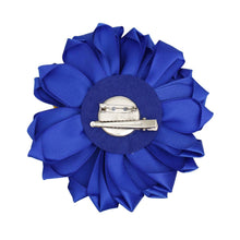 Load image into Gallery viewer, Flower Brooch w/pearls - Blue/Yellow