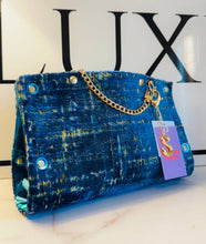 Load image into Gallery viewer, Blue and Yellow Chenille Clutch