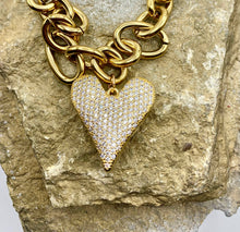 Load image into Gallery viewer, Chunky Gold Heart Statement Charm Necklace