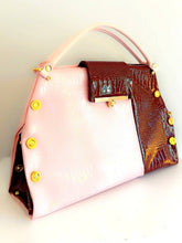 Load image into Gallery viewer, Blush and Chocolate Patent Leather Handbag