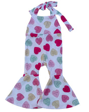 Load image into Gallery viewer, Andi Pleated Bell Bottom Jumpsuit - Conversation Hearts