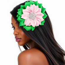 Load image into Gallery viewer, Flower Brooch w/pearls - Pink/Green