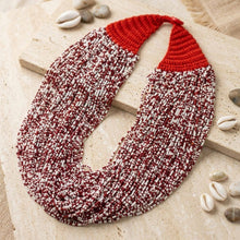 Load image into Gallery viewer, Mixed Deep Red White 100 Strand Bead Necklace