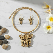 Load image into Gallery viewer, Burnished Gold Double Elephant Choker Set