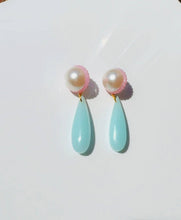 Load image into Gallery viewer, Big Pearl Pink and Blue Ear Candy