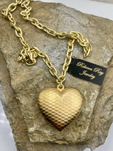Load image into Gallery viewer, Boho Matte Gold Puffed Heart Statement Necklace