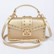 Load image into Gallery viewer, Studded Top Handle Clutch, mustard
