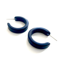 Load image into Gallery viewer, Navy Blue Mini Classic Hoop Earrings