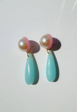 Load image into Gallery viewer, Big Pearl Pink and Blue Ear Candy