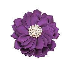 Load image into Gallery viewer, Flower Brooch w/pearls - Purple