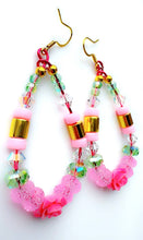 Load image into Gallery viewer, Ear Candy Green and Pink Rose