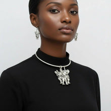 Load image into Gallery viewer, Burnished Silver Double Elephant Choker Set