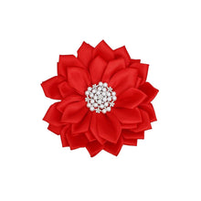 Load image into Gallery viewer, Flower Brooch w/pearls - Red