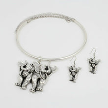 Load image into Gallery viewer, Burnished Silver Double Elephant Choker Set