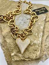 Load image into Gallery viewer, Chunky Gold Heart Statement Charm Necklace