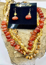 Load image into Gallery viewer, Boho Chunky Gemstone Necklace and Earring Set
