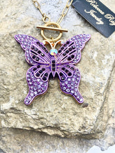 Load image into Gallery viewer, Boho Crystal Butterfly Necklace, Purple