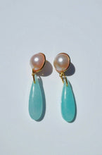 Load image into Gallery viewer, Blush Big Pearl Blue Chandelier Ear Candy