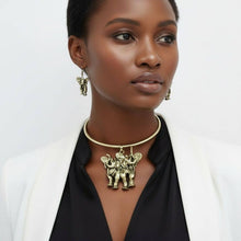 Load image into Gallery viewer, Burnished Gold Double Elephant Choker Set