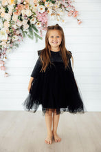 Load image into Gallery viewer, Black Shimmer 3/4 Sleeve Tutu Dress