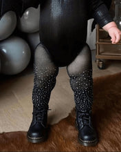 Load image into Gallery viewer, Rhinestone Fishnet Tights - Black