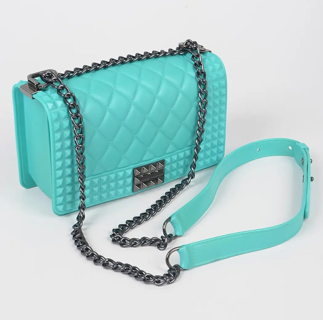 Studded Monotone Clutch - Mint