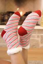 Load image into Gallery viewer, Cozy Socks - Candy Cane Stripes