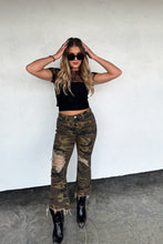 Load image into Gallery viewer, Camo Distressed Jeans