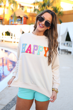 Load image into Gallery viewer, &quot;Happy&quot; Luxe Patch Pullover