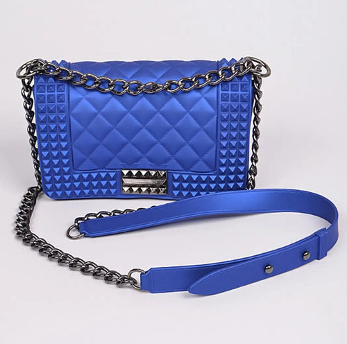 Studded Monotone Clutch - Cobalt
