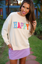 Load image into Gallery viewer, &quot;Happy&quot; Luxe Patch Pullover